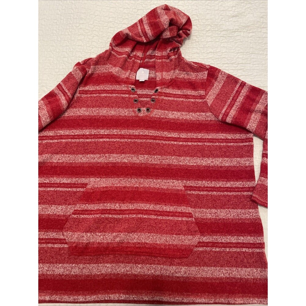 Sunday Women's 2X Red Hooded Shirt Christmas Holiday Top Lightweight Hoodie